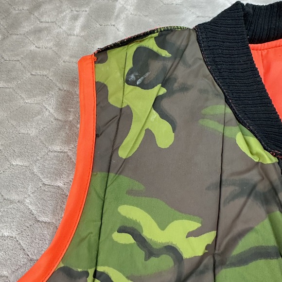 VTG Hunting Vest Reversible Woodland Camo Blaze Orange - Sz L - Simco Zipper - Picture 3 of 14